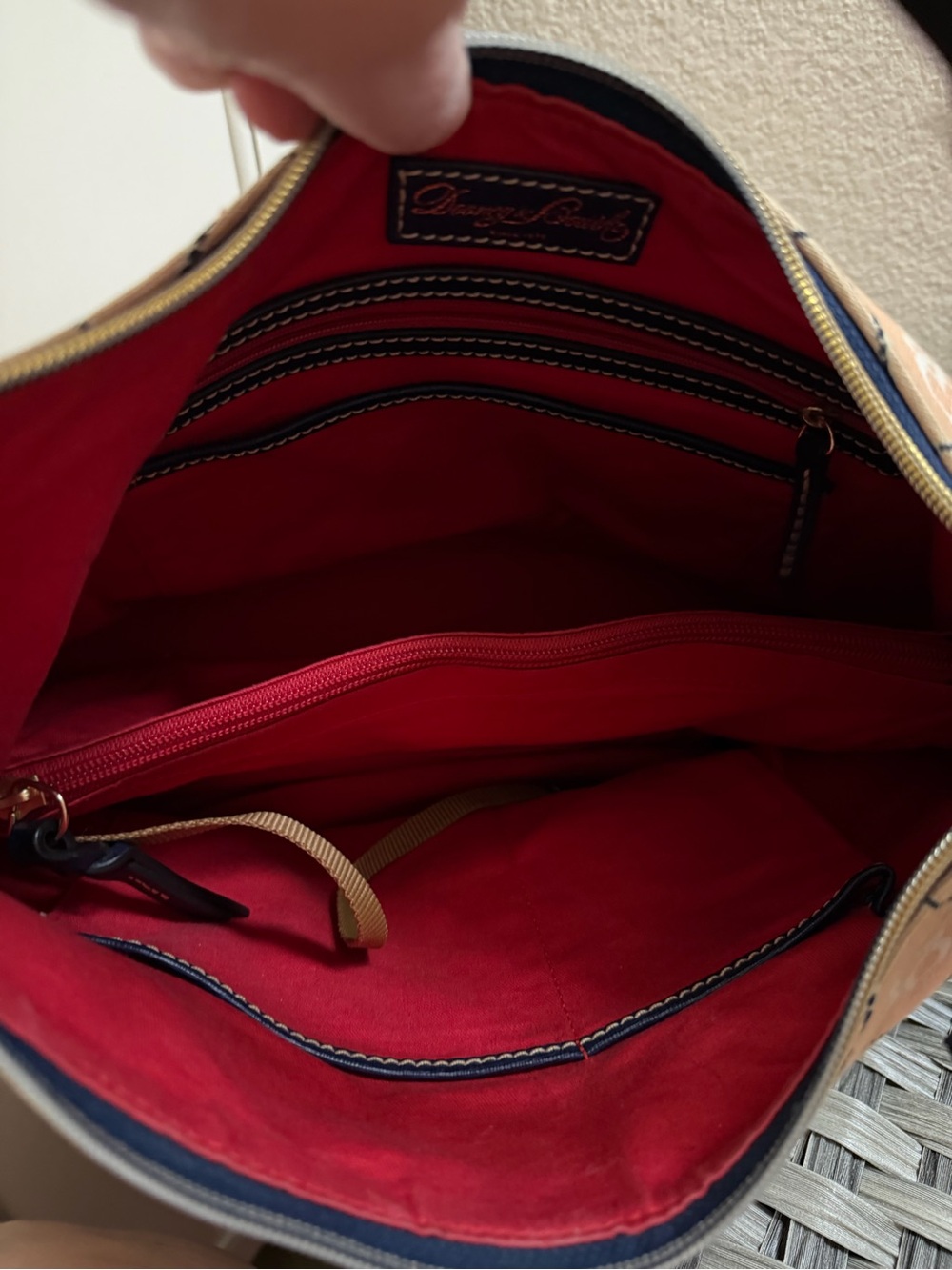 Dooney & Bourke Peach and Navy Monogram Shoulder Bag - Picture 2 of 16